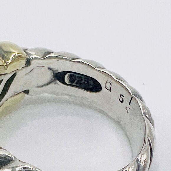 David Yurman Amethyst Noblesse Ring 14k Yellow Gold Sterling Silver Cable Size 5 - Picture 11 of 12